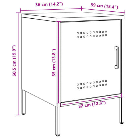 vidaXL Bedside Cabinets 2 pcs Black 36x39x50.5 cm Steel