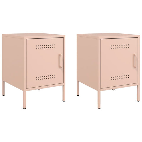 vidaXL Bedside Cabinets 2 pcs Pink 36x39x50.5 cm Steel