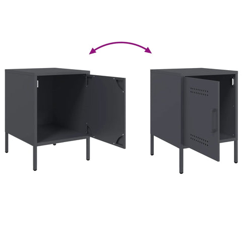 vidaXL Bedside Cabinets 2 pcs Anthracite 36x39x50.5 cm Steel