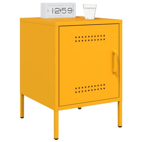 vidaXL Bedside Cabinet Mustard Yellow 36x39x50.5 cm Steel