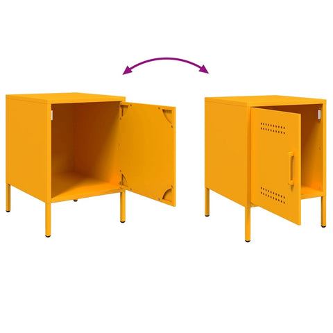 vidaXL Bedside Cabinet Mustard Yellow 36x39x50.5 cm Steel
