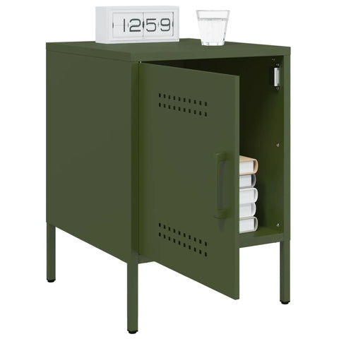vidaXL Bedside Cabinet Olive Green 36x39x50.5 cm Steel