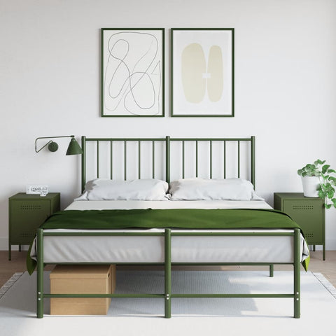 vidaXL Bedside Cabinets 2 pcs Olive Green 36x39x50.5 cm Steel