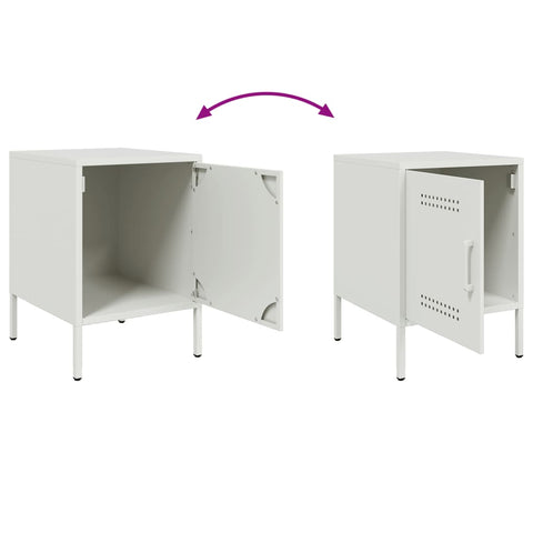 vidaXL Bedside Cabinet White 36x39x50.5 cm Steel