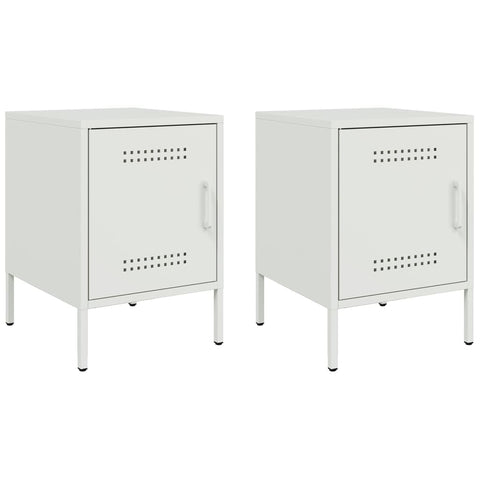 vidaXL Bedside Cabinets 2 pcs White 36x39x50.5 cm Steel