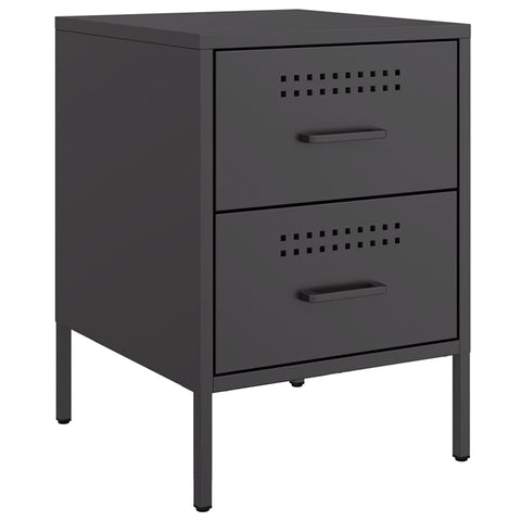 vidaXL Bedside Cabinet Black 36x39x50.5 cm Steel