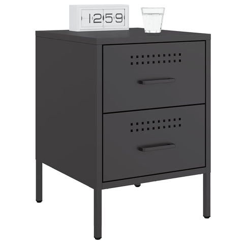 vidaXL Bedside Cabinet Black 36x39x50.5 cm Steel