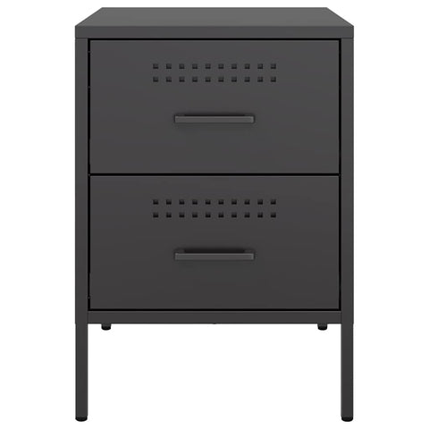 vidaXL Bedside Cabinet Black 36x39x50.5 cm Steel
