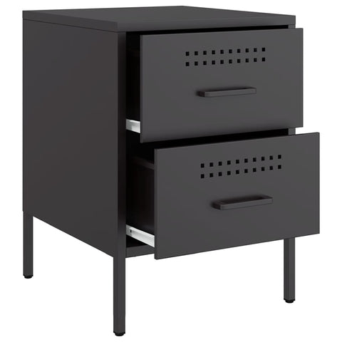 vidaXL Bedside Cabinet Black 36x39x50.5 cm Steel