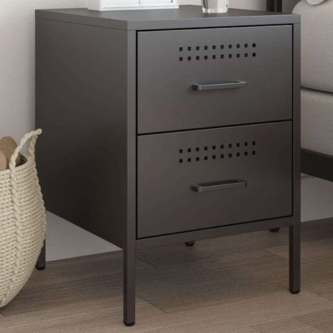 vidaXL Bedside Cabinet Black 36x39x50.5 cm Steel