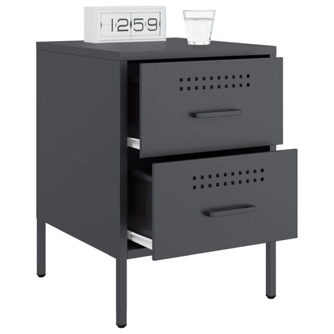 vidaXL Bedside Cabinets 2 pcs Anthracite 36x39x50.5 cm Steel