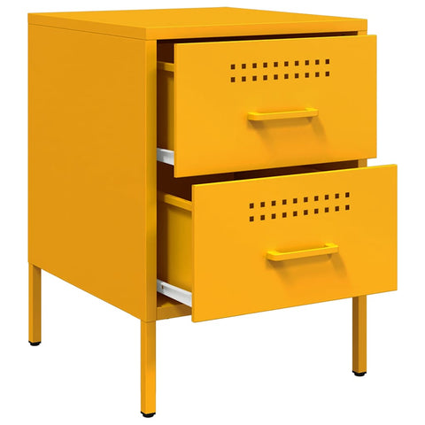 vidaXL Bedside Cabinet Mustard Yellow 36x39x50.5 cm Steel