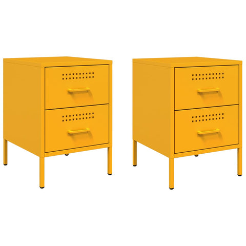 vidaXL Bedside Cabinets 2 pcs Mustard Yellow 36x39x50.5 cm Steel