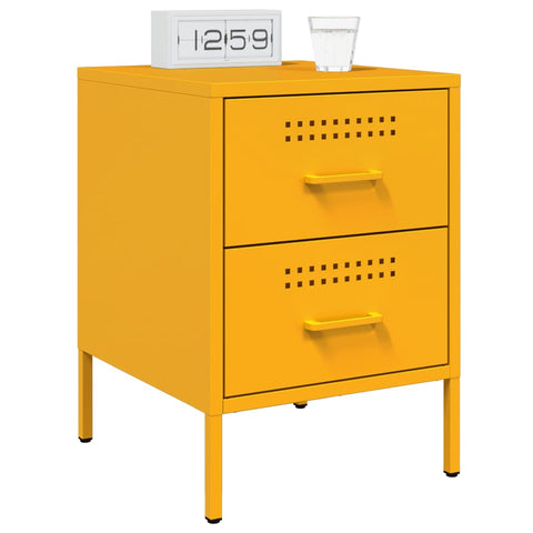 vidaXL Bedside Cabinets 2 pcs Mustard Yellow 36x39x50.5 cm Steel