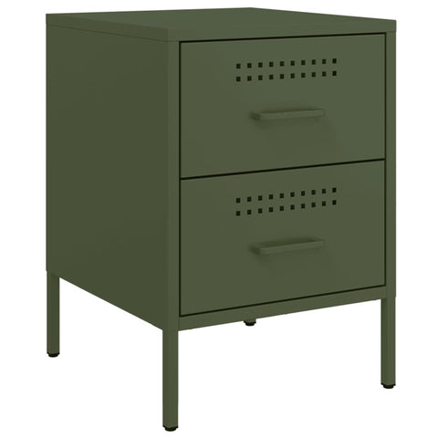 vidaXL Bedside Cabinet Olive Green 36x39x50.5 cm Steel
