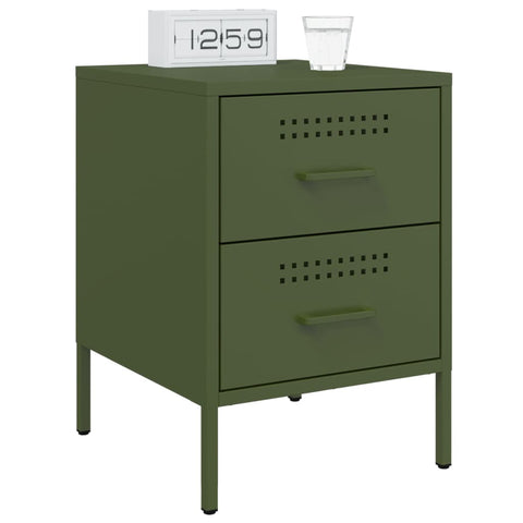 vidaXL Bedside Cabinet Olive Green 36x39x50.5 cm Steel