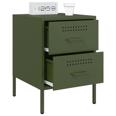 vidaXL Bedside Cabinet Olive Green 36x39x50.5 cm Steel