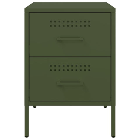 vidaXL Bedside Cabinet Olive Green 36x39x50.5 cm Steel
