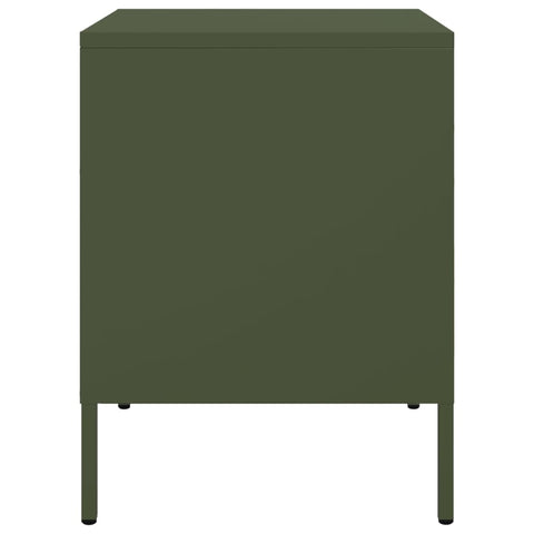 vidaXL Bedside Cabinet Olive Green 36x39x50.5 cm Steel