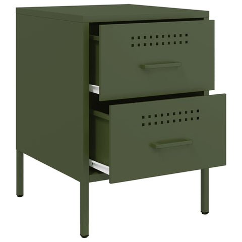 vidaXL Bedside Cabinet Olive Green 36x39x50.5 cm Steel