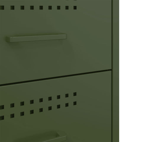 vidaXL Bedside Cabinet Olive Green 36x39x50.5 cm Steel