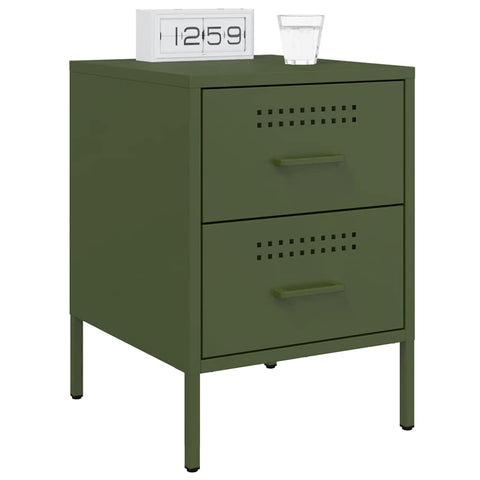 vidaXL Bedside Cabinets 2 pcs Olive Green 36x39x50.5 cm Steel