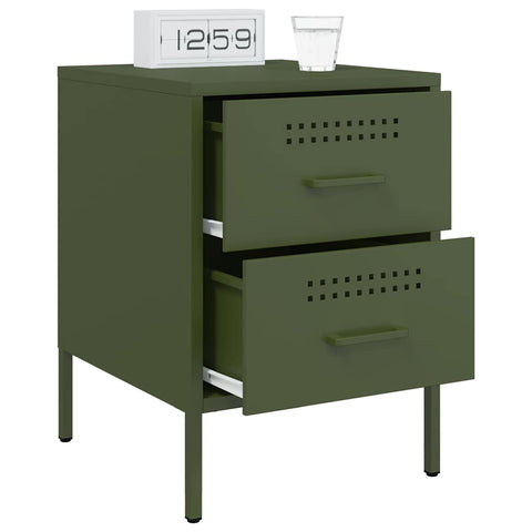 vidaXL Bedside Cabinets 2 pcs Olive Green 36x39x50.5 cm Steel