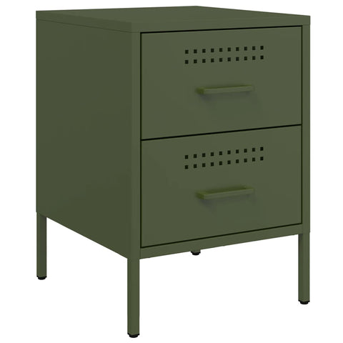 vidaXL Bedside Cabinets 2 pcs Olive Green 36x39x50.5 cm Steel