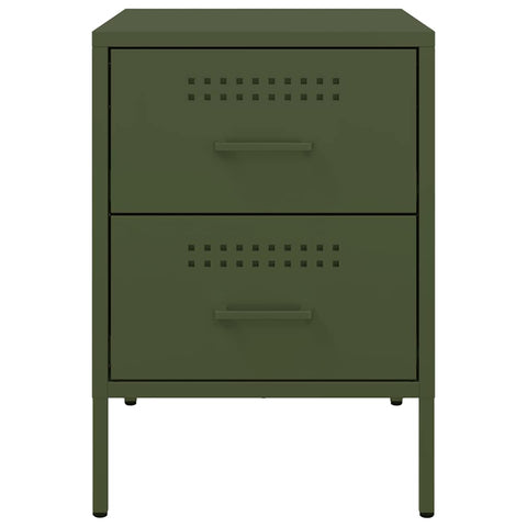 vidaXL Bedside Cabinets 2 pcs Olive Green 36x39x50.5 cm Steel