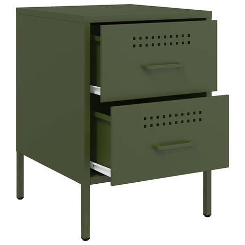 vidaXL Bedside Cabinets 2 pcs Olive Green 36x39x50.5 cm Steel
