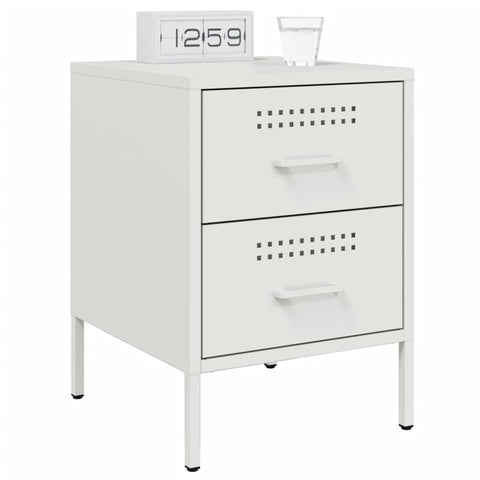vidaXL Bedside Cabinet White 36x39x50.5 cm Steel