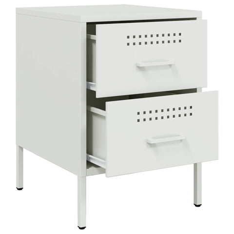 vidaXL Bedside Cabinet White 36x39x50.5 cm Steel