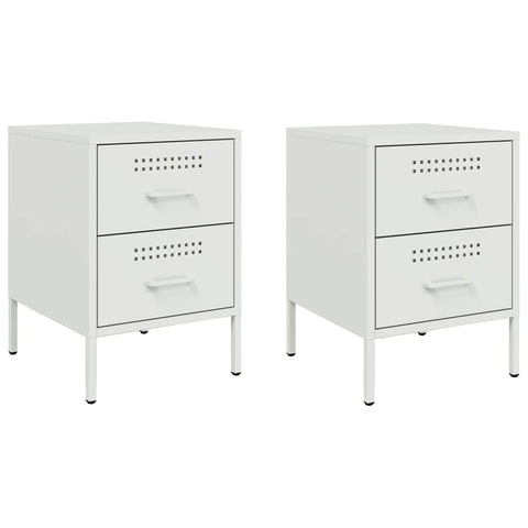 vidaXL Bedside Cabinets 2 pcs White 36x39x50.5 cm Steel