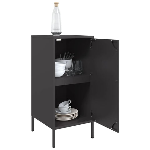 vidaXL Sideboards 2 pcs Black 36x39x79 cm Steel