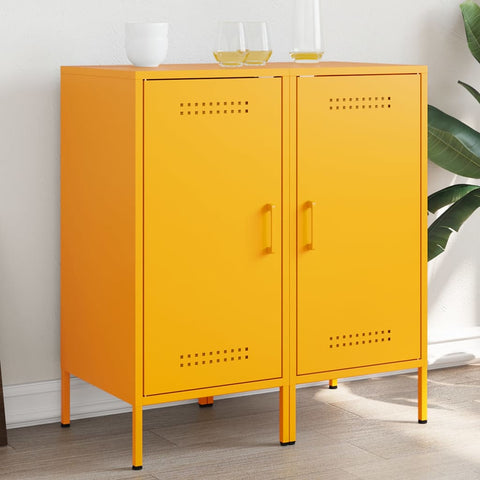 vidaXL Sideboards 2 pcs Mustard Yellow 36x39x79 cm Steel