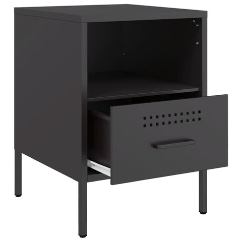 vidaXL Bedside Cabinet Black 36x39x50.5 cm Steel