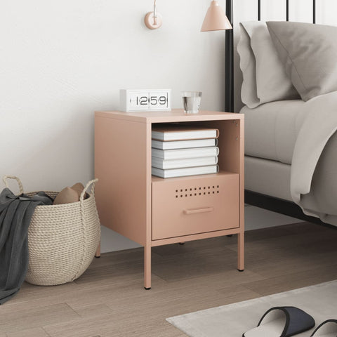 vidaXL Bedside Cabinet Pink 36x39x50.5 cm Steel