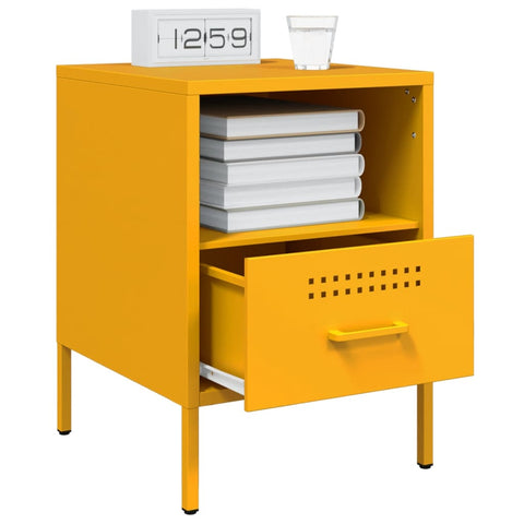vidaXL Bedside Cabinets 2 pcs Mustard Yellow 36x39x50.5 cm Steel