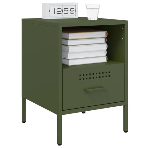 vidaXL Bedside Cabinets 2 pcs Olive Green 36x39x50.5 cm Steel