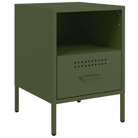 vidaXL Bedside Cabinets 2 pcs Olive Green 36x39x50.5 cm Steel