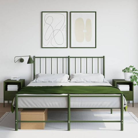 vidaXL Bedside Cabinets 2 pcs Olive Green 36x39x50.5 cm Steel