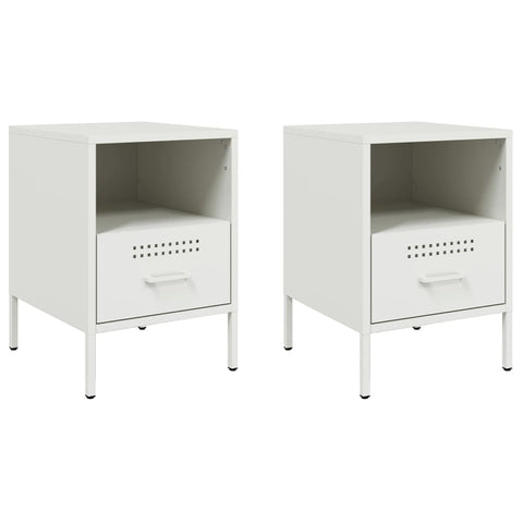 vidaXL Bedside Cabinets 2 pcs White 36x39x50.5 cm Steel