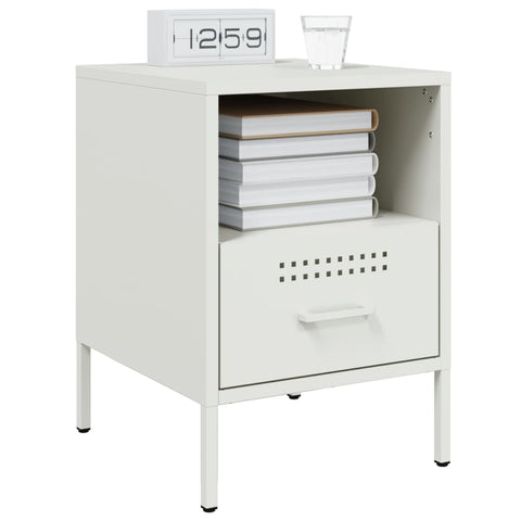 vidaXL Bedside Cabinets 2 pcs White 36x39x50.5 cm Steel