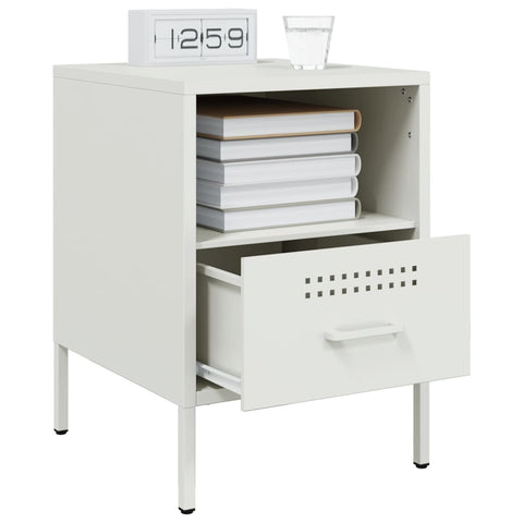 vidaXL Bedside Cabinets 2 pcs White 36x39x50.5 cm Steel