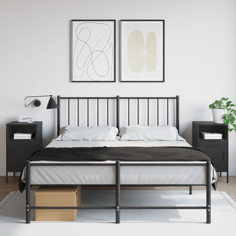 vidaXL Bedside Cabinets 2 pcs Black 36x39x68 cm Steel