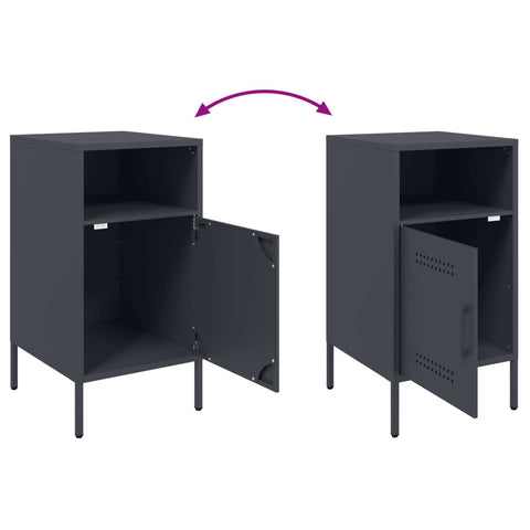 vidaXL Bedside Cabinet Anthracite 36x39x68 cm Steel