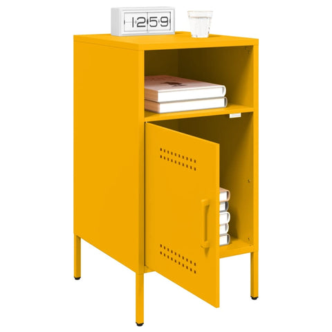 vidaXL Bedside Cabinet Mustard Yellow 36x39x68 cm Steel