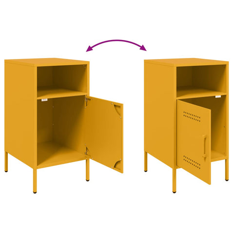 vidaXL Bedside Cabinet Mustard Yellow 36x39x68 cm Steel