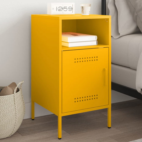 vidaXL Bedside Cabinet Mustard Yellow 36x39x68 cm Steel