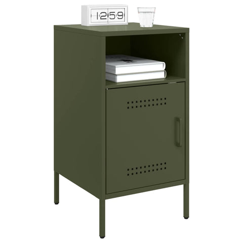 vidaXL Bedside Cabinet Olive Green 36x39x68 cm Steel